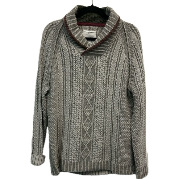 Tommy Bahama Men’s Lambs Wool Blend Shawl Collar Cable Knit Sweater Size… - Picture 1 of 9